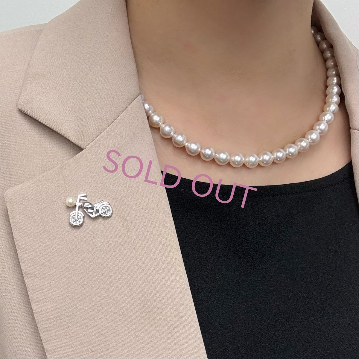 画像6: アコヤ本真珠 パールピンブローチ バイクモチーフ アコヤ真珠 ベビーパール バイク好き (6)