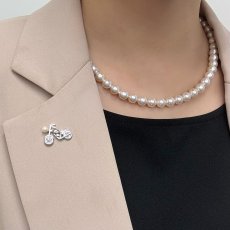 画像6: アコヤ本真珠 パールピンブローチ バイクモチーフ アコヤ真珠 ベビーパール バイク好き (6)