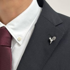 画像5: アコヤ本真珠 パールタックピン タックブローチ バドミントンモチーフ 4-4.5mm ホワイト ラウンド ブラス (5)