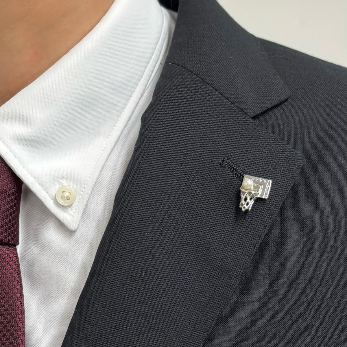 画像5: アコヤ本真珠 パールピンブローチ バスケットボールモチーフ 4-4.5mm ホワイト ラウンド スポーツアクセサリー (5)