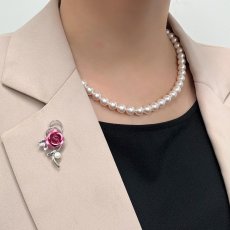 画像6: アコヤ本真珠 ピンブローチ 4-4.5mm ホワイト ラウンド 薔薇 モチーフ ベビーパール 赤 ピンク (6)