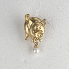 画像3: アコヤ本真珠　豚モチーフ　パールブピンローチ　豚に真珠　ゴールドカラー　シルバーカラー (3)