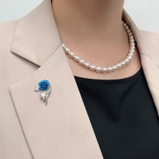 画像11: アコヤ真珠　バラモチーフ パールピンブローチ 4-4.5mm  ベビーパール 赤 ピンク 緑 紫 青 シルバー ゴールド 　 (11)