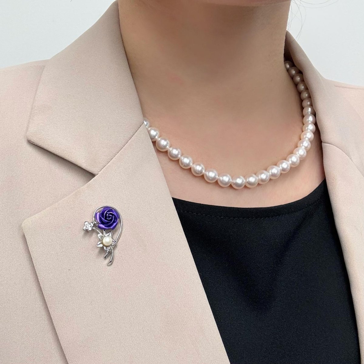 画像13: アコヤ真珠　バラモチーフ パールピンブローチ 4-4.5mm  ベビーパール 赤 ピンク 緑 紫 青 シルバー ゴールド 　 (13)