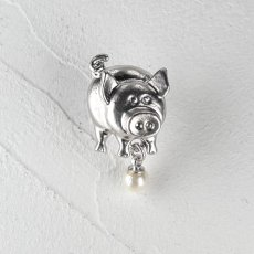 画像2: アコヤ本真珠　豚モチーフ　パールブピンローチ　豚に真珠　ゴールドカラー　シルバーカラー (2)