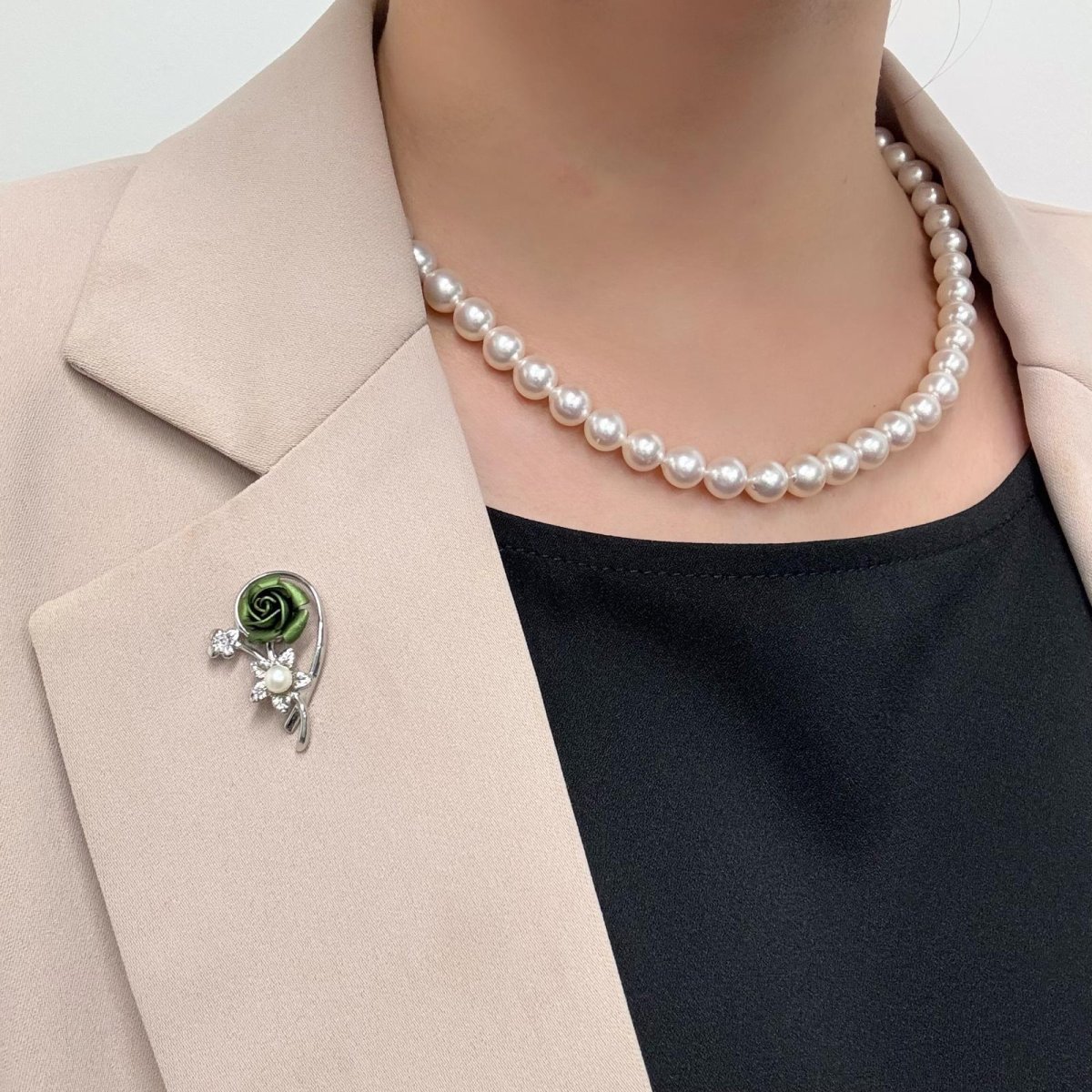 画像10: アコヤ真珠　バラモチーフ パールピンブローチ 4-4.5mm  ベビーパール 赤 ピンク 緑 紫 青 シルバー ゴールド 　 (10)