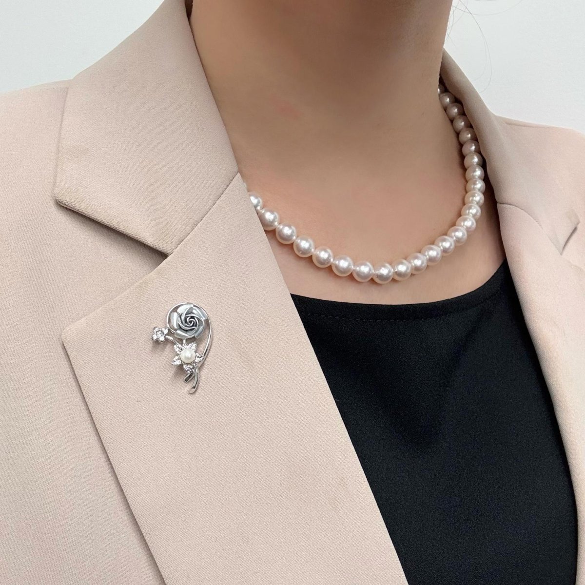 画像12: アコヤ真珠　バラモチーフ パールピンブローチ 4-4.5mm  ベビーパール 赤 ピンク 緑 紫 青 シルバー ゴールド 　 (12)