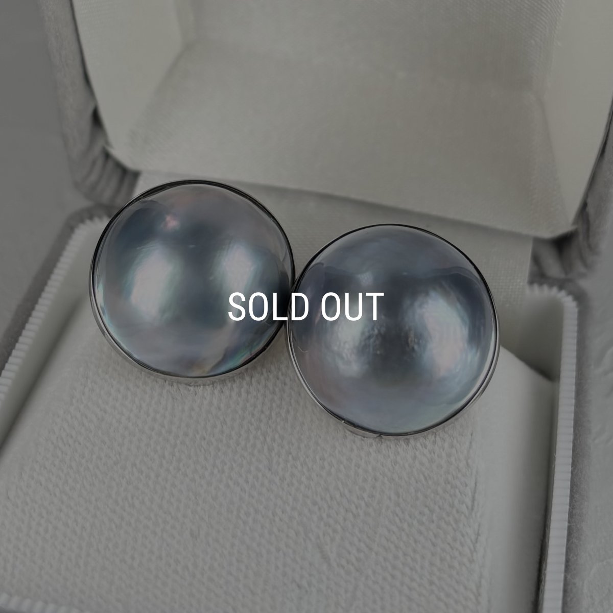 ≪再入荷≫マベ真珠 パールピアス イヤリング グレー 無調色 16-17.5ｍｍ 半円 シルバー製 SV925