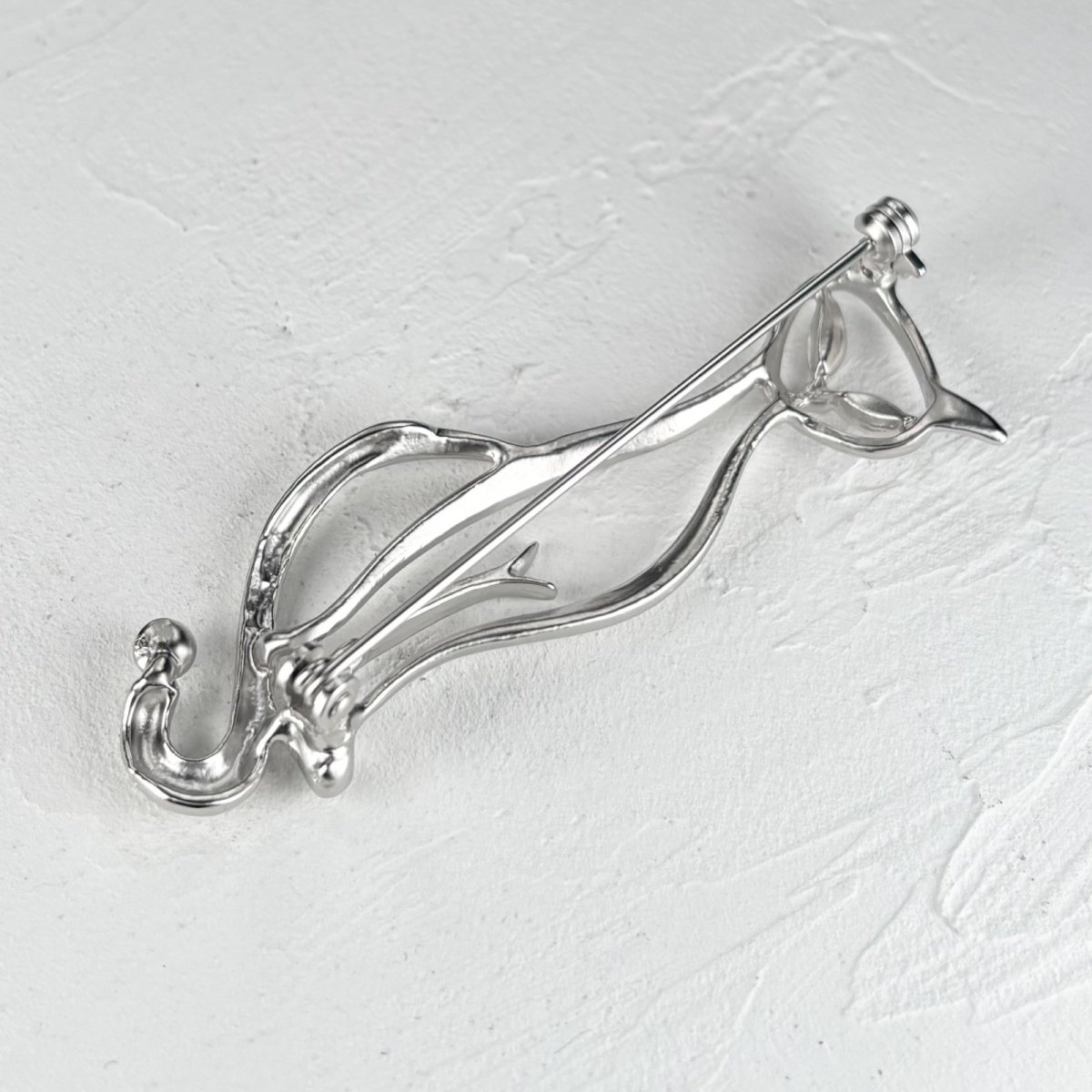 画像3: ≪再入荷≫アコヤ本真珠 ネコモチーフ パールブローチ 5-5.5mm ホワイト ラウンド スワロフスキー (3)