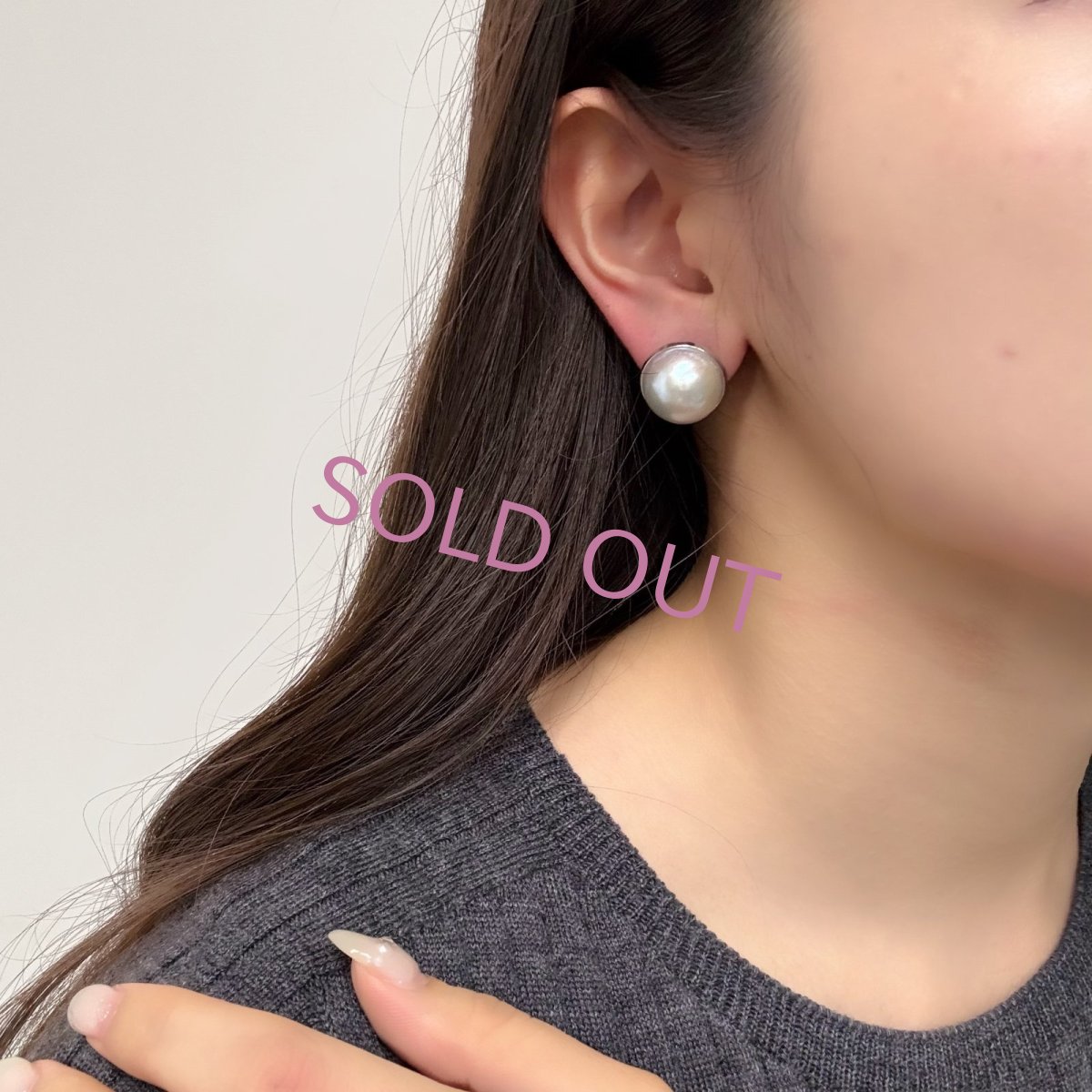 画像6: ≪再入荷≫マベ真珠 パールピアス イヤリング ホワイト 16-16.5ｍｍ 半円 SV925   (6)