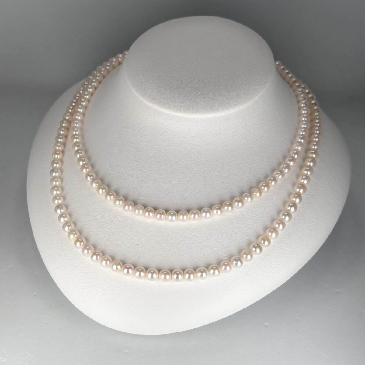 画像4: アコヤ真珠 ベビーパールロングネックレス 5-5.5mm ラウンド ホワイト 83.5cm GIA宝石鑑定士保証書 パールクロス付き (4)