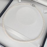 アコヤ真珠 ベビーパールネックレス  3.5-4mm ホワイト セミラウンド 約42cｍ GIA宝石鑑定士保証書つき　