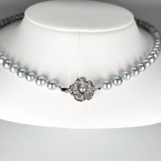 画像7: アコヤ真珠 シルバーグレーネックレス コバルト処理 6-6.5ｍｍラウンド〜セミラウンド シルバー製750 約42cm GIA宝石鑑定士保証書付き  (7)