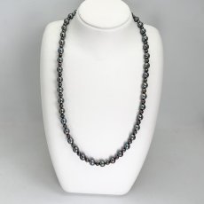 画像4: アコヤ黒真珠 ブラックパールネックレス(グリーン系,紫系)  4.5-7ｍｍ セミラウンド〜バロック 約52cm シルバー製 GIA宝石鑑定士保証書付き (4)