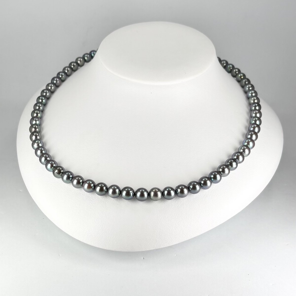画像3: アコヤ黒真珠 ブラックパールネックレス(ブルー,グリーン系) 6.5-7ｍｍ ラウンド〜セミラウンド 約42cm シルバー製 GIA宝石鑑定士保証書付き (3)
