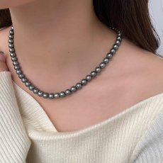 画像7: アコヤ黒真珠 ブラックパールネックレス(ブルー,グリーン系) 6.5-7ｍｍ ラウンド〜セミラウンド 約42cm シルバー製 GIA宝石鑑定士保証書付き (7)