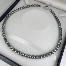 画像5: アコヤ黒真珠 ブラックパールネックレス(ブルー,グリーン系) 6.5-7ｍｍ ラウンド〜セミラウンド 約42cm シルバー製 GIA宝石鑑定士保証書付き (5)