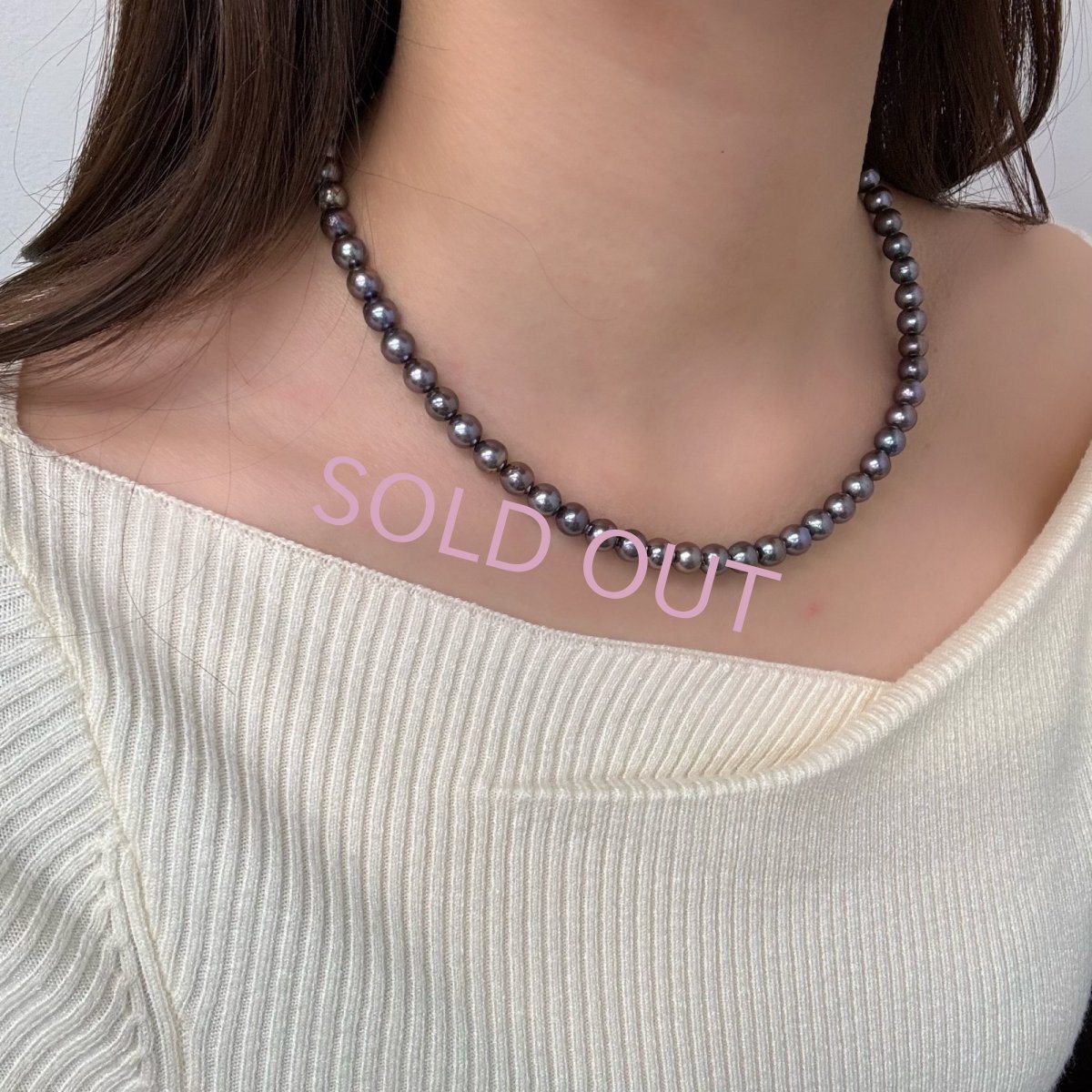 画像7: アコヤ黒真珠 ブラックパールネックレス(紫,グリーン系) 6.5-7ｍｍ ラウンド〜セミラウンド 約42cm シルバー製 GIA宝石鑑定士保証書付き (7)