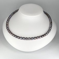 画像2: アコヤ黒真珠 ブラックパールネックレス(紫,グリーン系) 6.5-7ｍｍ ラウンド〜セミラウンド 約42cm シルバー製 GIA宝石鑑定士保証書付き (2)