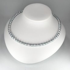 画像3: アコヤ真珠 シルバーグレーネックレス コバルト処理 6-6.5ｍｍラウンド〜セミラウンド シルバー製750 約42cm GIA宝石鑑定士保証書付き  (3)