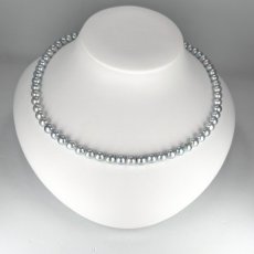 画像2: アコヤ真珠 シルバーグレーネックレス コバルト処理 6-6.5ｍｍラウンド〜セミラウンド シルバー製750 約42cm GIA宝石鑑定士保証書付き  (2)