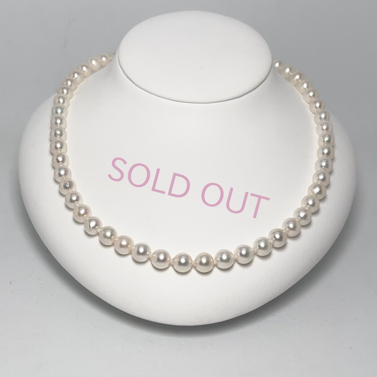 画像2: アコヤ真珠 パールネックレス ホワイト 7.5-8mm セミラウンド バロック 約45cｍ GIA宝石鑑定士保証書 パールクロス付き (2)