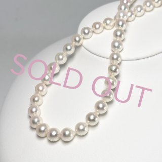 ランク上 アコヤ真珠 パールネックレス 9-9.5mm ホワイトピンク系 GIA