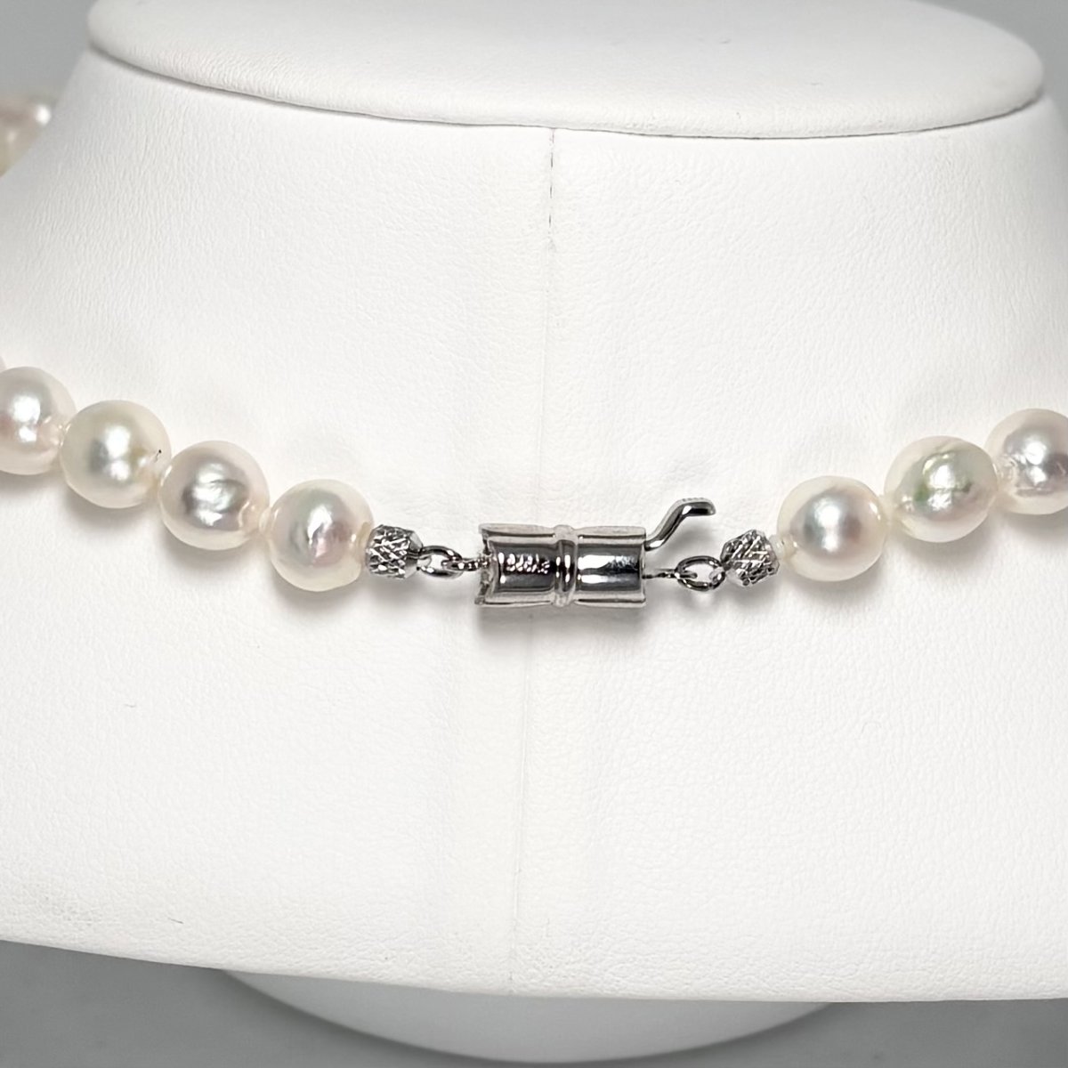 画像5: アコヤ真珠 パールネックレス ホワイト 7.5-8mm セミラウンド バロック 約45cｍ GIA宝石鑑定士保証書 パールクロス付き (5)
