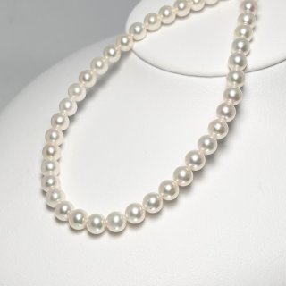 アコヤ真珠 パールネックレス ホワイト 6-6.5mm ラウンド 約42cm GIA