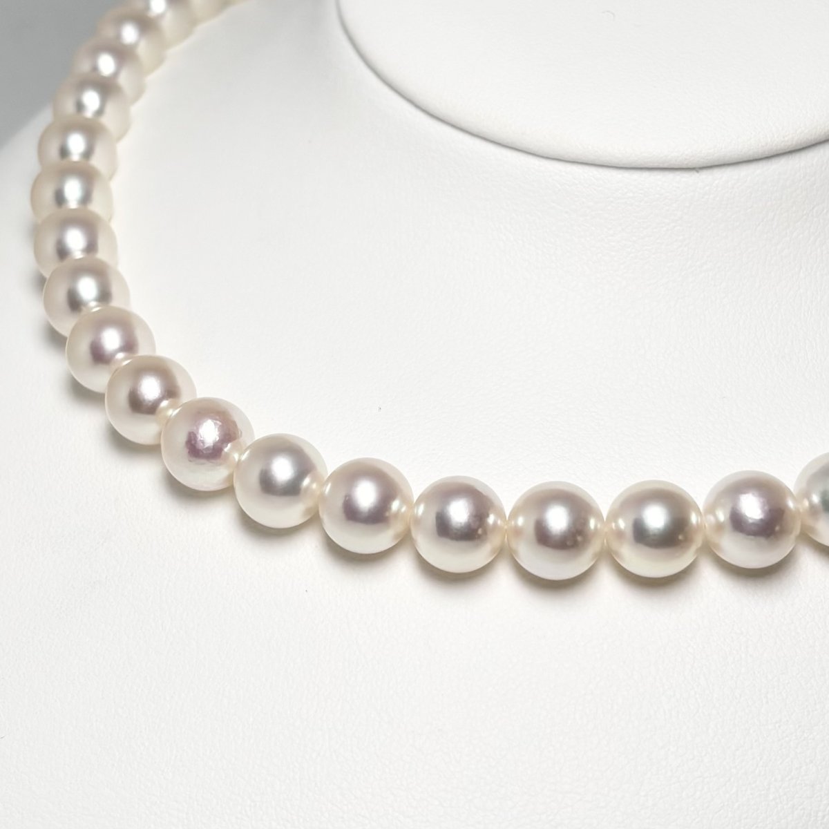 画像2: ランク上 アコヤ真珠 パールネックレス 9-9.5mm ホワイトピンク系 GIA宝石鑑定士保証書 パールクロスつき 1点もの (2)