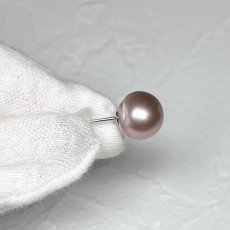 画像6: 淡水真珠 パールピアス 10-11mm ピンクパープル オフラウンド PT900 (6)