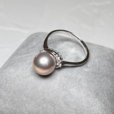 画像1: 淡水真珠 パールリング 9.5-10mm ピンクパープル オフラウンド SV925製 キュービックジルコニア 14-15号 1点物 (1)