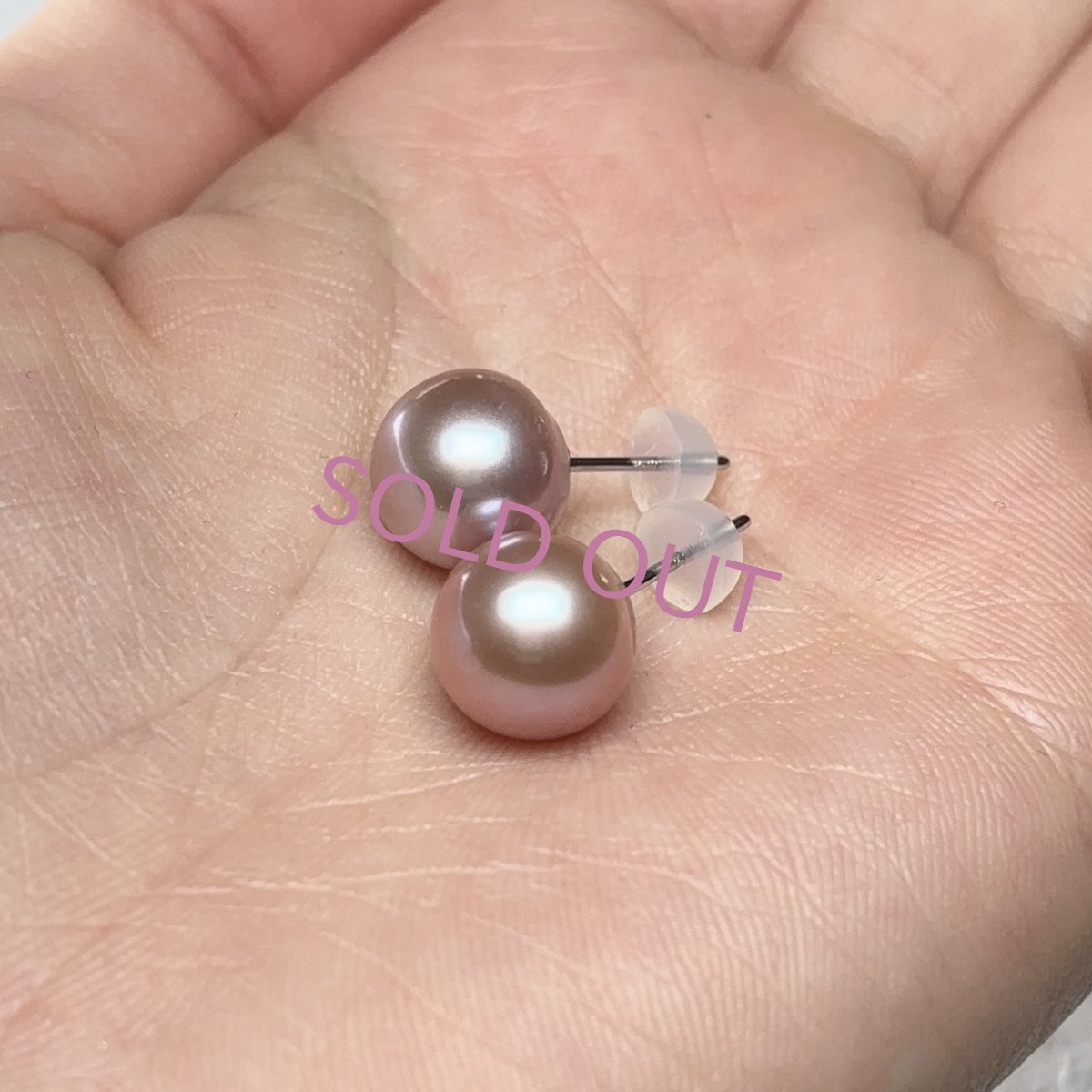 画像5: 淡水真珠 パールピアス 10-11mm ピンクパープル オフラウンド PT900 (5)