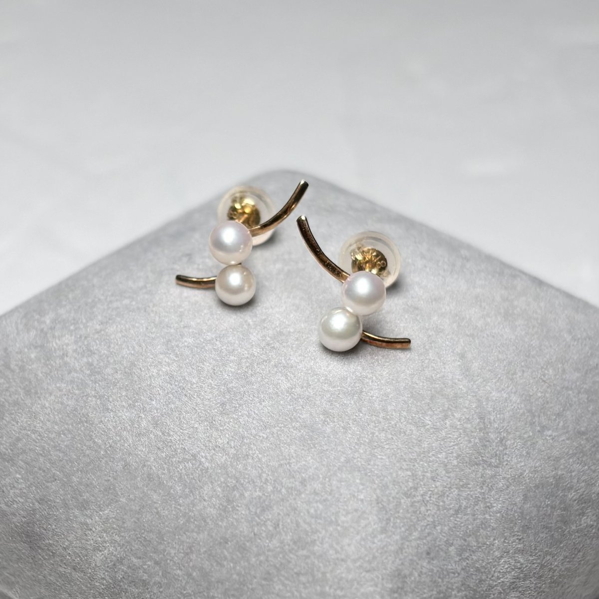 アコヤ真珠 ベビーパール ピアス 3.5-4ｍｍ ホワイト ラウンド K18YG　