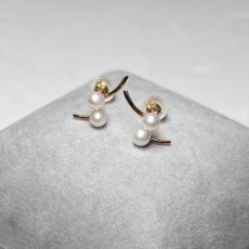 アコヤ真珠 ベビーパール ピアス 3.5-4ｍｍ ホワイト ラウンド K18YG　