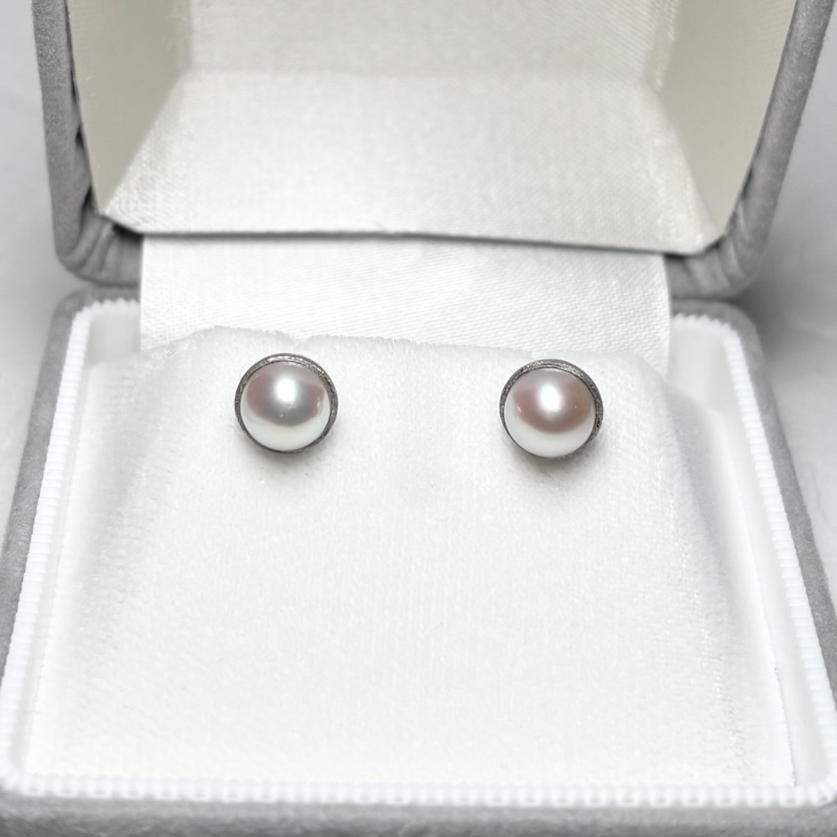 【1点物】アコヤ真珠 パールピアス 6.5-7ｍｍ ホワイト ラウンド K18WG　