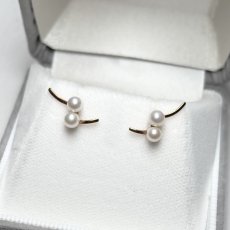 画像2: アコヤ真珠 ベビーパール ピアス 3.5-4ｍｍ ホワイト ラウンド K18YG　 (2)