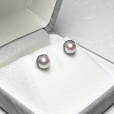 【1点物】アコヤ真珠 パールピアス 6.5-7ｍｍ ホワイト ラウンド K18WG　