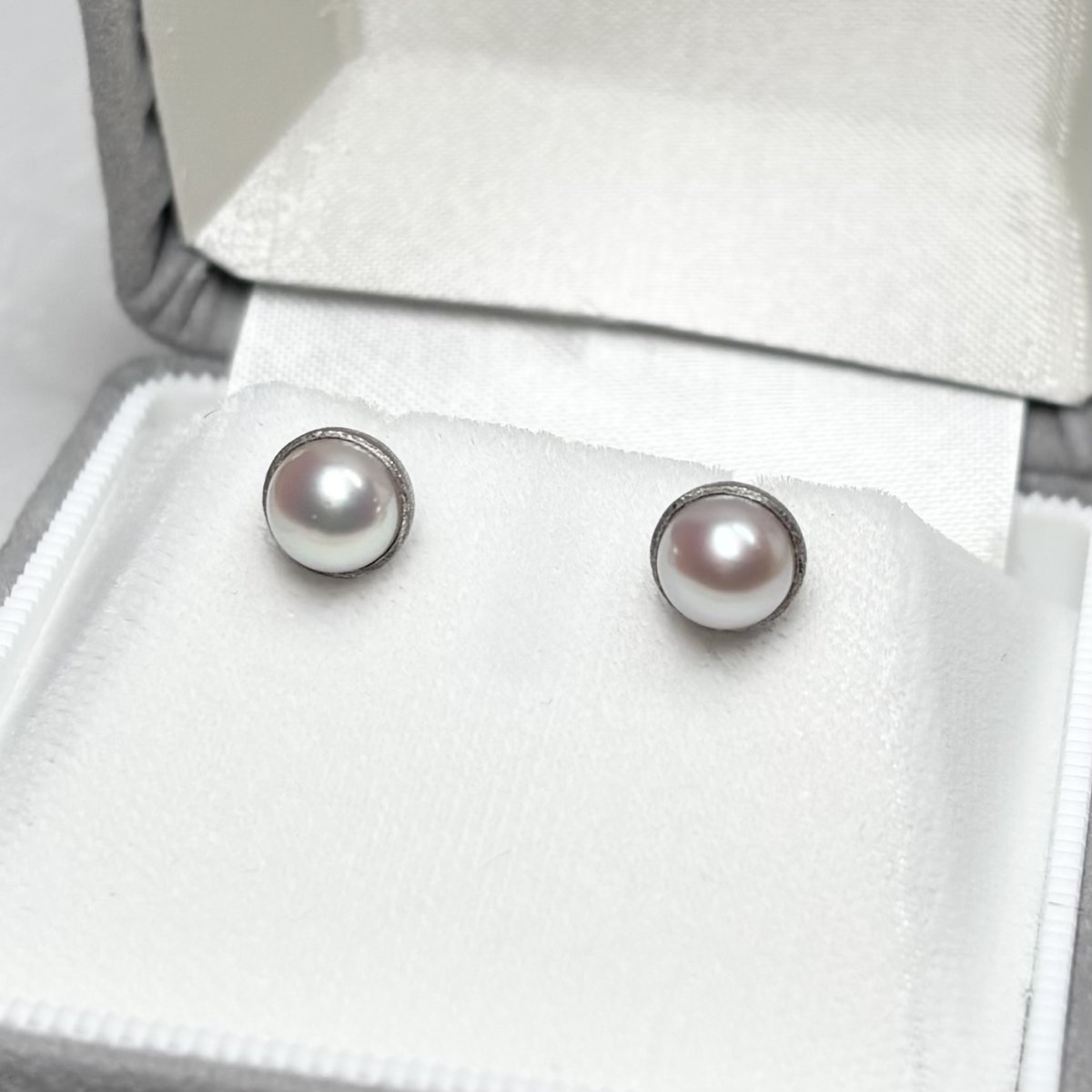 【1点物】アコヤ真珠 パールピアス 6.5-7ｍｍ ホワイト ラウンド K18WG　