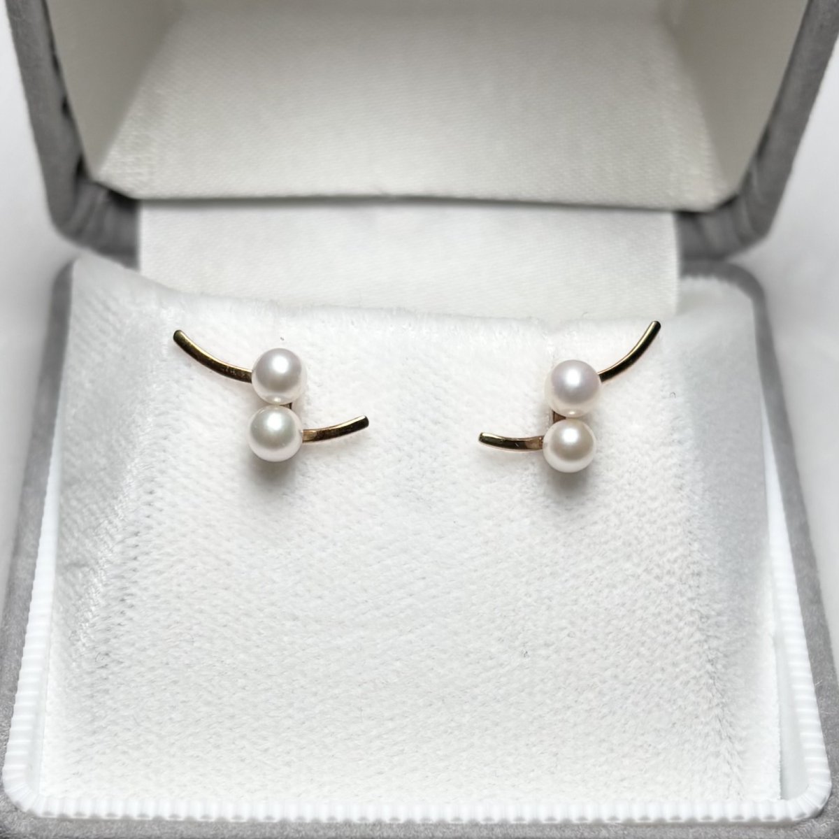 画像1: アコヤ真珠 ベビーパール ピアス 3.5-4ｍｍ ホワイト ラウンド K18YG　 (1)