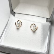 画像2: アコヤ真珠 ベビーパール ピアス 3.5-4ｍｍ ホワイト ラウンド K18YG　 (2)