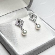 アコヤ真珠 パールイヤリング 5.5-6mm ホワイト シルバー製 ネジバネ式 1点物