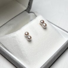 画像3: アコヤ真珠 ツインパールピアス 4-5ｍｍ シルバーグレー 無調色 K18YG K14WG K10PG  (3)