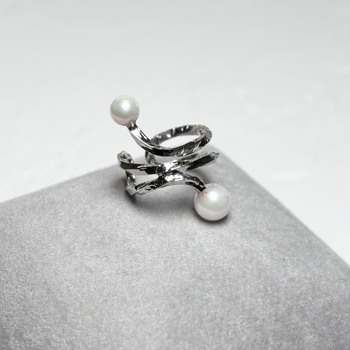 アコヤ真珠 パールイヤーカフ 4-4.5ｍｍ 5-5.5mm ホワイト  ラウンド シルバー製 SV925 片耳