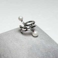 アコヤ真珠 パールイヤーカフ 4-4.5ｍｍ 5-5.5mm ホワイト  ラウンド シルバー製 SV925 片耳