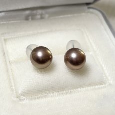 画像4: 淡水真珠 パールピアス 8.5-9mm  グレーパープル オフラウンド PT900 (4)
