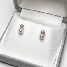 画像1: アコヤ真珠 ツインパールピアス 4-5ｍｍ シルバーグレー 無調色 K18YG K14WG K10PG  (1)