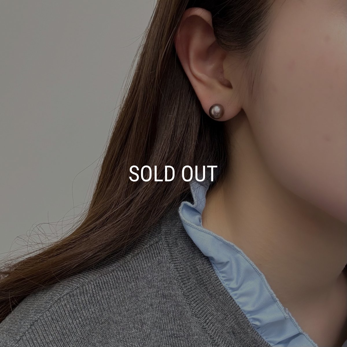 画像7: 淡水真珠 パールピアス 8.5-9mm  グレーパープル オフラウンド PT900 (7)