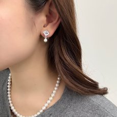 画像5: 【1点物】アコヤ真珠 パールイヤリング 5.5-6mm ホワイト クリスタル シルバー製 ネジバネ式  (5)