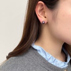 淡水真珠 パールピアス 8.5-9mm  パープル オフラウンド PT900